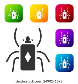 Black Beetle bug icon isolated on white background. Set icons in color square buttons. Vector
