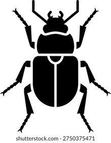 Black Beetle Insect Icon: Bug and Entomology Symbol