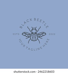 black beetle line art logo vector symbol illustration design.