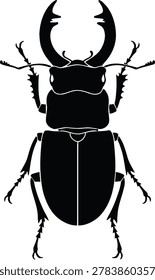 Black beetle silhouette isolated vector icon
