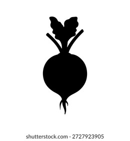 Ícone de silhueta de beterraba preta isolado na ilustração de vetor de fundo branco