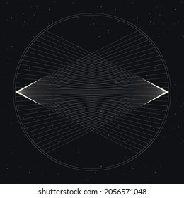 Black and beige aesthetic geometric background with sun. Minimalistic square poster for social media, cover design, web, home decor. Vintage illustration with stripes, shapes, circles, lines.