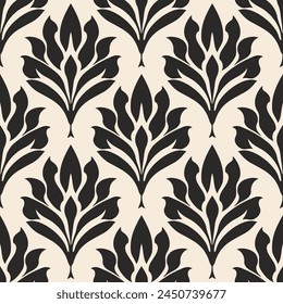 Patrón floral negro y beige sin costuras. Plantilla de adorno de Vector Abstractas. Elementos Paisley. Ideal para tela, invitación, fondo, Fondo de pantalla, decoración, embalaje o cualquier idea deseada.