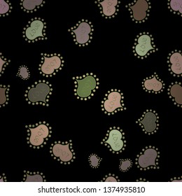 Black, beige and green. Vector fancy love shape seamless pattern background. Valentines Day.