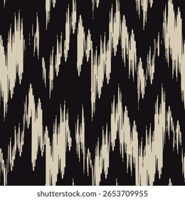 Black beige ikat diamond zigzag, ethnicity ogee print canvas abstract dynamic ethnic fabric grunge hand draw cloth ornament endless colorful stripe seamless blurred pattern fashion textile beautiful 