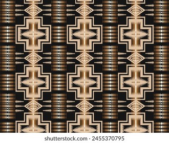 Black and Beige Navajo seamless pattern. Traditional native american southwestern tribal geometric pattern.	