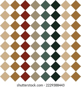 Black, beige, red, green, blue, brown and white rhombus seamless geometric shapes, vector illustration