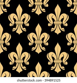 Black and beige royal seamless pattern with fleur-de-lis floral elements. For wallpaper, textile or interior design