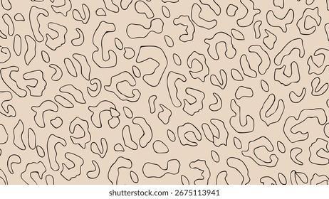 Patrón sin fisuras negro y beige con Elementos abstractos de impresión animal 