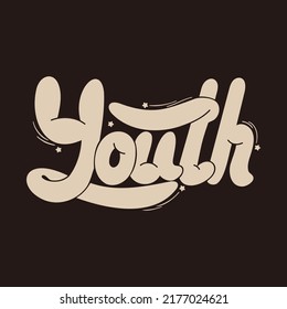 Black and beige square poster. A stylish template for graphic prints on fabrics or T-shirts. Hand-drawn background. An illustration with an inscription. Youth.