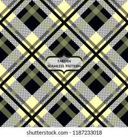 Black and Beige Tartan Plaid Scottish Pattern. Square seamless