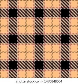 Black and Beige Tartan Plaid Scottish Seamless Pattern. Texture from tartan, plaid, tablecloths, shirts, clothes, dresses, bedding, blankets and other textile.