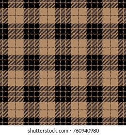 Black and Beige Tartan Plaid. Seamless Scottish Woven Pattern.