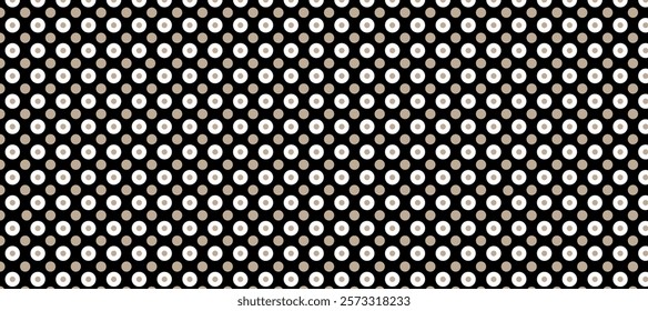 Black beige and white polka dots pattern background