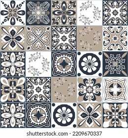 Patrón blanco negro sin costuras para baldosas cerámicas de estilo árabe marroquí, ilustración vectorial para la decoración interior