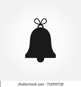 Black bell with a bow icon. Vector illustration