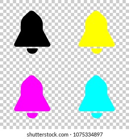 black bell icon. Colored set of cmyk icons on transparent backgr