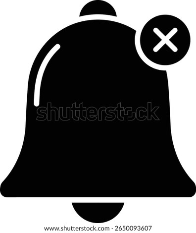A black bell icon with a cross symbol indicates notifications are turned off on a white background.