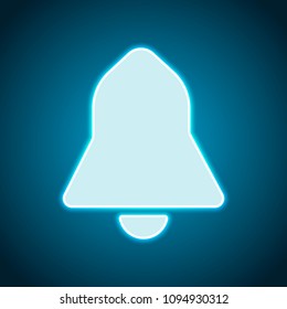 black bell icon. Neon style. Light decoration icon. Bright electric symbol
