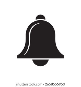 Forma de toque de alerta de notificação de ícone de sino preto no fundo branco design mínimo. Elemento gráfico vetorial para interface do usuário, design de aplicativo, site ou outra mídia.