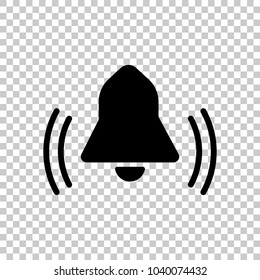 black bell icon. On transparent background.