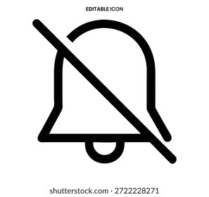Un icono de campana negro con una barra roja que indica un estado de notificación silenciado o deshabilitado.