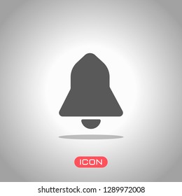 black bell icon. Icon under spotlight. Gray background