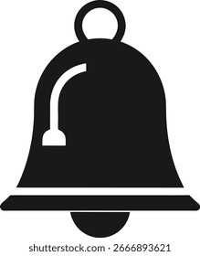 Black bell icon with a white clapper, isolated on white background