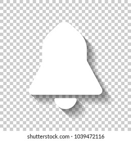 black bell icon. White icon with shadow on transparent background