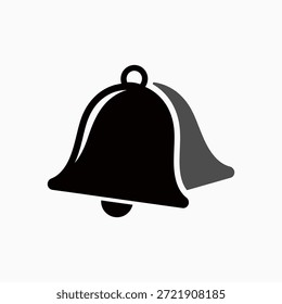 Símbolo negro del icono de la notificación de la campana en el fondo blanco, gráfico simple del Vector para las alertas y los recordatorios digitales