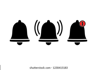 black bell notification icon, vector illustration