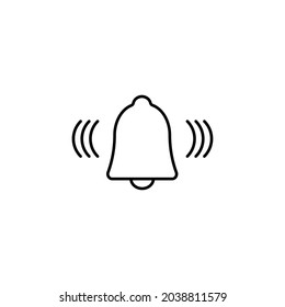 Black bell on white background. Sound symbol. Web icon. Vector illustration design.