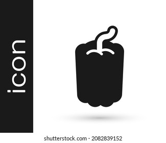 Black Bell pepper or sweet capsicum icon isolated on white background.  Vector