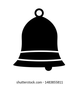Black bell with stripes on a white background. Icon. Vector illustration.