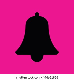 Black bell vector icon illustration. Pink background