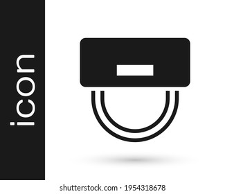 Icono de sombrero Black Bellboy aislado en fondo blanco. Símbolo del servicio del complejo hotelero.  Vector