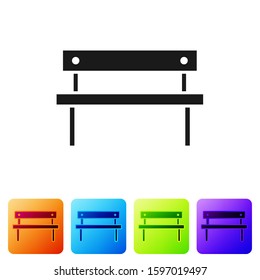 Black Bench icon isolated on white background. Set icons in color square buttons. Vector Illustration