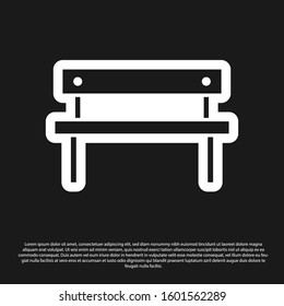 Black Bench icon isolated on black background.  Vector Illustration