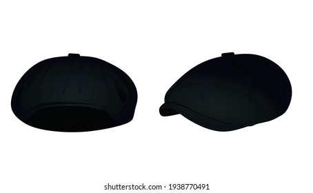 Black Beret Cap. Vector Illustration