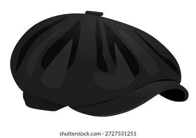 Black beret cap. vector illustration