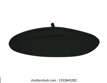 Black beret hat. vector illustration