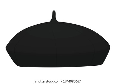 Black beret hat. vector illustration