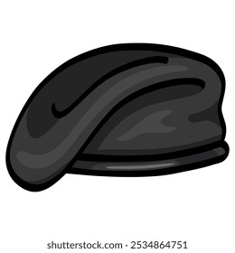 Black Beret Military Headgear Vector Illustration