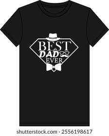 a black best dad ever T-shirt  with a hat ,glasses and bowtie designed to celebrate the superheroes our dads are