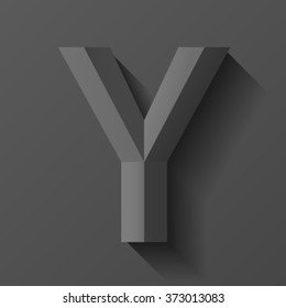 Black bevel font letter Y, vector