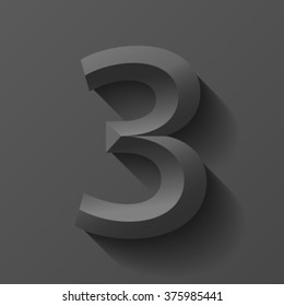 Black bevel font number 3, vector