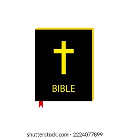 Black bible on white background. Vector illustration. Stock image.