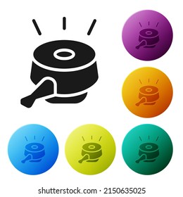 Black Bicycle bell icon isolated on white background. Set icons in color circle buttons. Vector