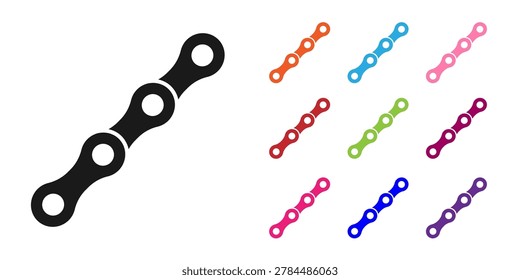 Black Bicycle chain icon isolated on white background. Bike chain sprocket transmission. Set icons colorful. Vector