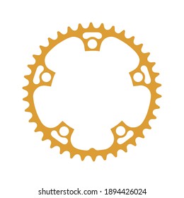 Black Bicycle Chainring Component, Bike Gear Icon Isolated On White Background.